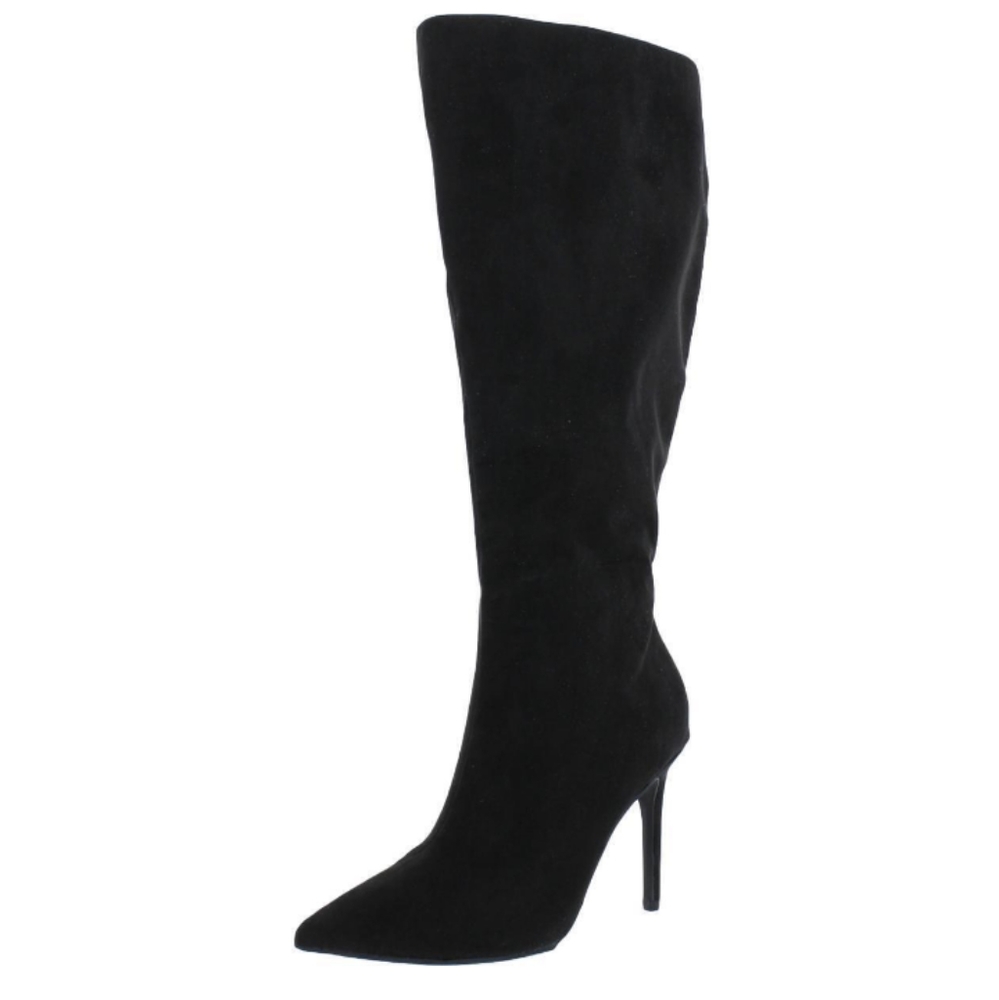 •Rachel• Black Faux Suede Wide Calf Knee-High Boots (New in Box)